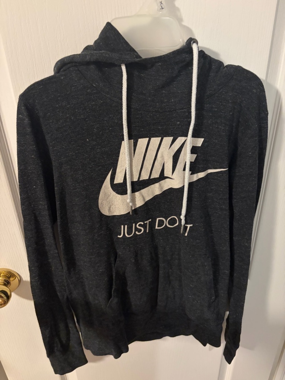 Nike Womens Dark Grey Crewneck Hoodie with White Logo